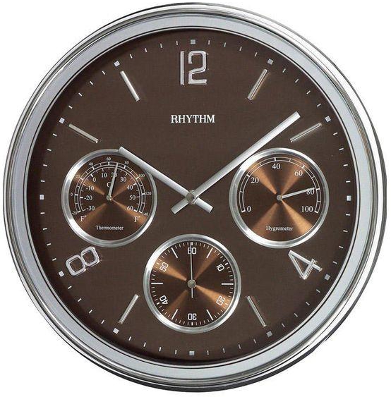 Rythm CFG711NR19 Plastic Wall Clock - Silver,Brown