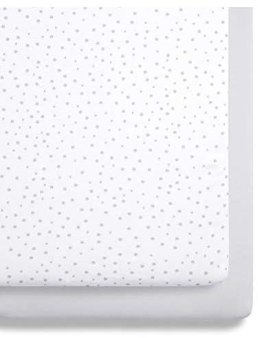 Snuz 2 Pack Crib Fitted Sheets | Designed to fit SnuzPod Bedside Cribs | 100% Cotton | Infant/ Baby | Pattern - Grey Spot | Fitted sheet size: 44 x 80cm (max.)
