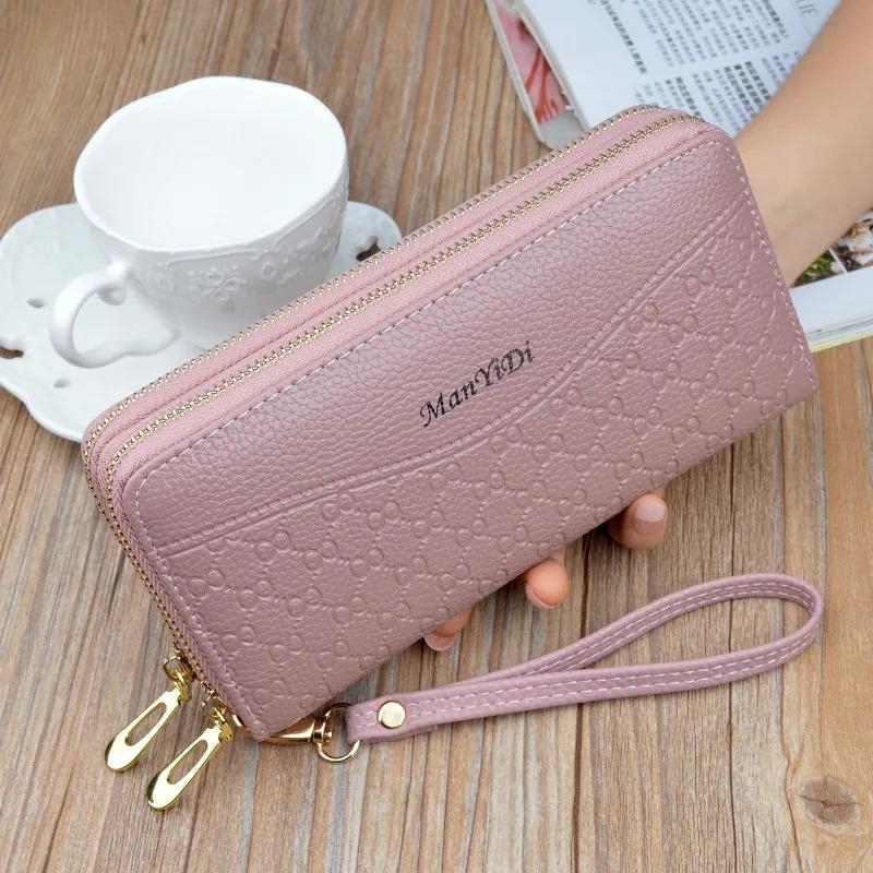 Ladies Purse Wallet with Double Zipper Coin Purse PU Leather Phone Wallet for Women Large Capacity