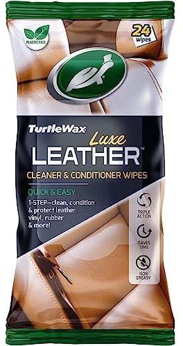 Turtle Wax Luxe Leather Wipes Car Interior Leather Cleaner - Quick Easy 1 Step Solution - Clean Condition & protect all Interior Leather, Vinyl & Rubber - Non-greasy Formula Removes Dirt & Grime
