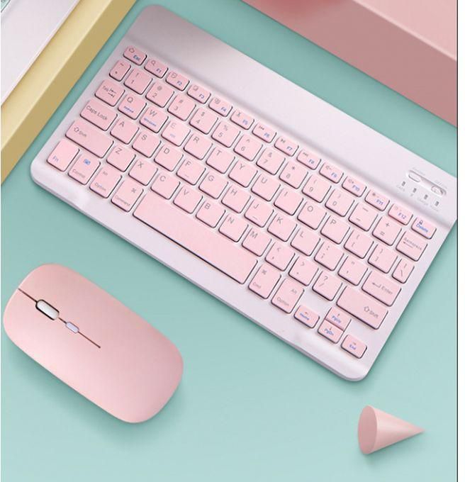 Wireless Bluetooth Keyboard And Mouse For IPadOS 13 / 10 Inch Pink