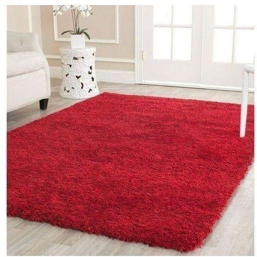 Red Fluffy Carpet - 7 by 10 Ft