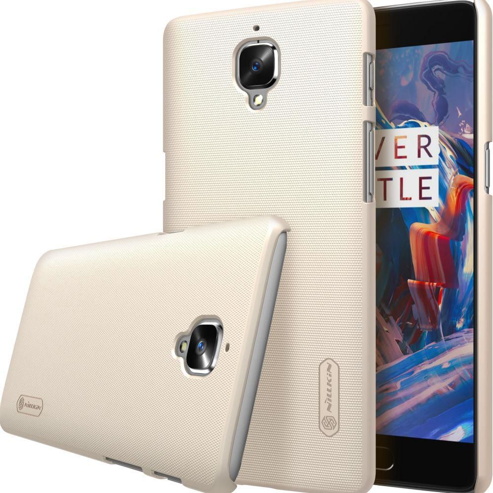 OnePlus3 (A3000) Nillkin Super Frosted Shield Back Case with LCD Protector [Gold Color]