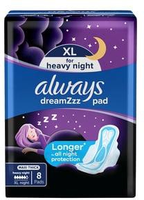 Always Clean & Dry Maxi Thick Night Sanitary Pads with Wings 8pcs