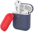 Promate AirPods Silicone Case, Slim-Fit Two-Tone Shockproof Protective Wireless Charging AirPods Cover with Dual-Lid, Scratch Resistance and Anti-Slip Case for Apple AirPods and AirPods 2, SiliCase Navy