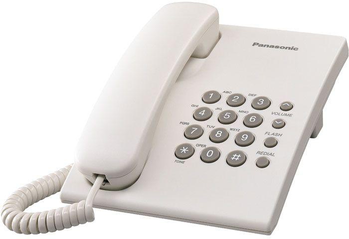 هاتف أرضي سلكي متكامل من باناسونيك- أبيض KX-TS500