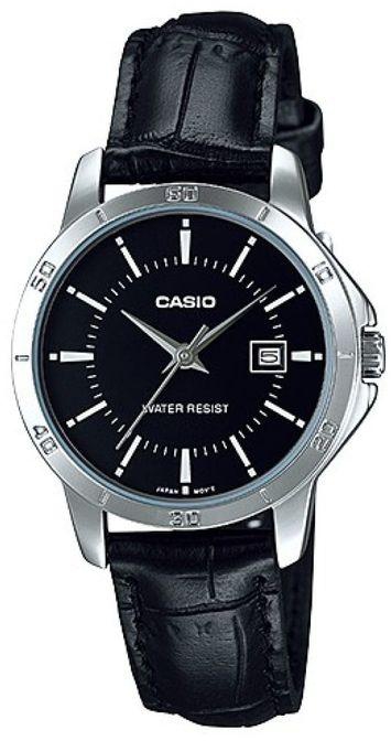 Casio Women's Leather Analog Wrist Watch LTP-V004L-1AUDF - 35 Mm - Black