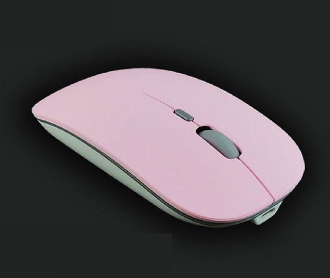 (2.4G Matte Pink)New 2.4G Wireless Mouse + Bluetooth 5.0 Two- Mode Mouse 16 WAR