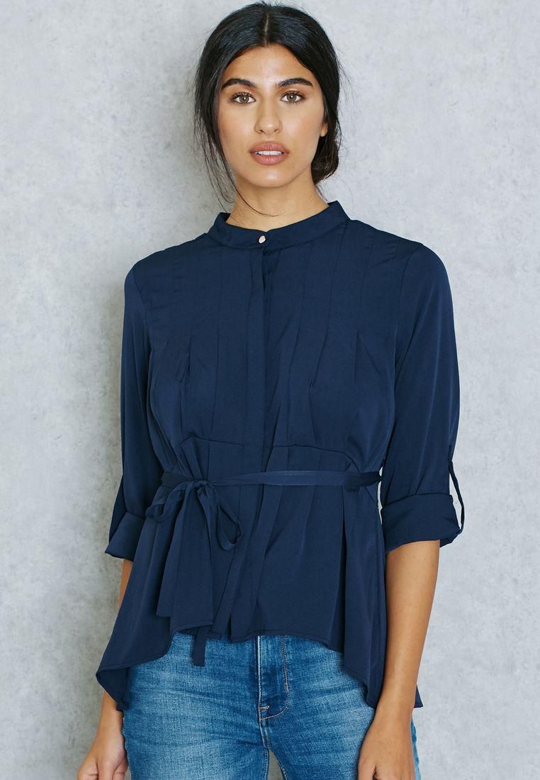 Belted Pleated Top