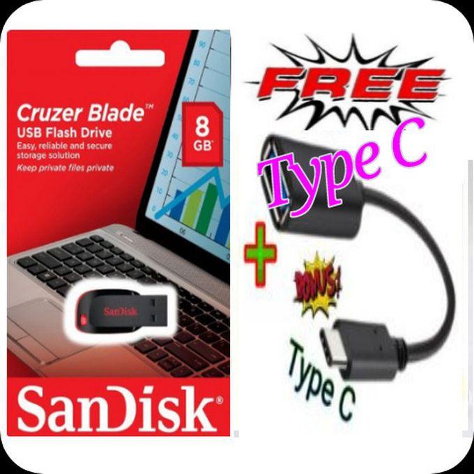 Sandisk 8GB - Cruzer Blade USB Flash Drive//8 GB + Free Otg Type C