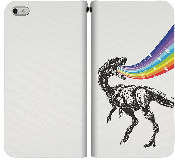 Stylizedd Apple iPhone 6 Plus Premium Flip Case cover - Rainbow Dino