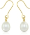 Vera Perla 10K Gold White Pearl Delicate Earrings, French Wire Closure