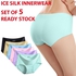 [Set of 5] Premium Quality Women Seamless Ice Silk Panties - 2 Sizes (Multi Color)
