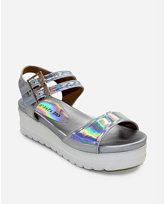 Tata Tio Metallic Sandals - Silver