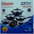 Dessini Durable Italian- 23 piece Non-Stick DieCast Cooking Pots - Black