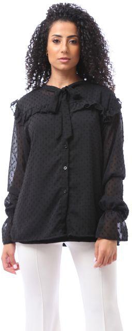 Andora Black Self-patterned Blouse & Solid Top Set