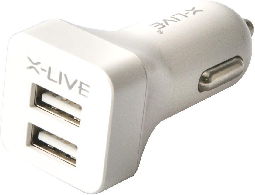 X-live CD410 Smart Dual USB Output Car Charger for iPhone 4  - White