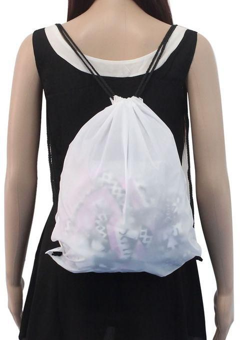 Generic Nylon Drawstring Cinch Sack Sport Travel Outdoor Backpack Bags White
