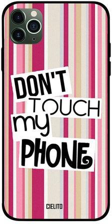 غطاء حماية واقٍ لهاتف أبل آيفون 11 برو ماكس بطعبة تحمل عبارة "Dont Touch My Phone" وخطوط