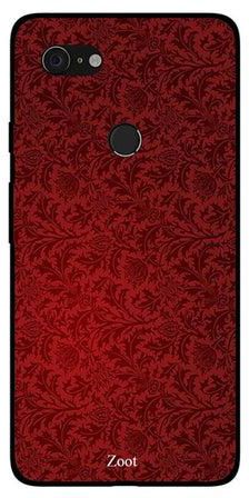 Skin Case Cover -for Google Pixel 3 Dark Red Floral أحمر داكن بنقشة أزهار