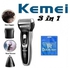 Kemei KM-5558 3 In 1 Rechargeable Electric Shaver + Gift Bag Dukan Alaa