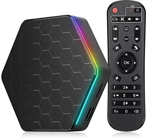 Android 12.0 TV Box, 4GB RAM 32GB ROM Allwinner H618 Quad-Core 64-bit Cortex-A53，Android Box with 2.4GHz/5.0GHz WiFi 10/100M Ethernet, Support H.265/3D/6K Ultra HD/BT 5.0/HDMI 2.0 Smart TV Box
