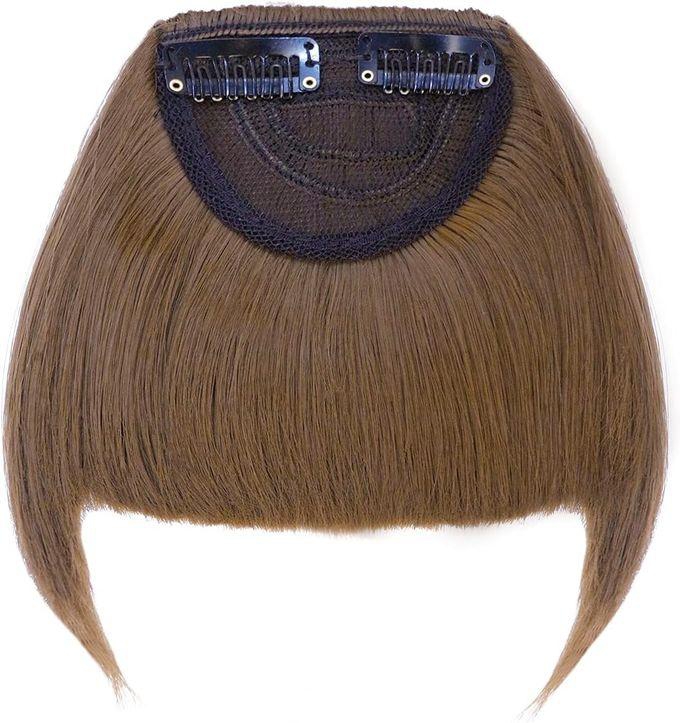 Synthetic Hair Extension Front Bangs Straight Short Brown