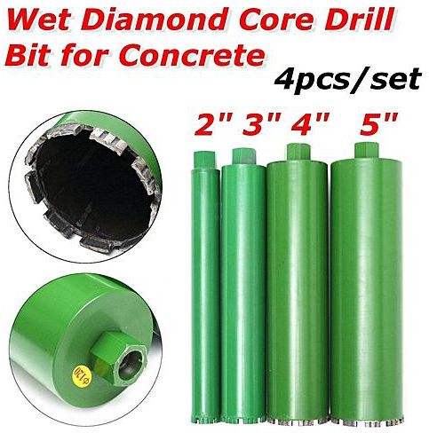 2'' 3'' 4'' 5'' 4Pcs Wet Diamond Core Drill Bit Combo fit Concrete Premium Green 