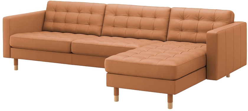 LANDSKRONA 4-seat sofa - with chaise longue/Grann/Bomstad golden-brown/wood