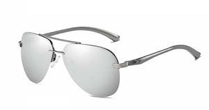 Nalanda Polarized Aviator Sunglasses With UV400 Mirrored Lens Metal Frame, Double Bridges Mens Womens Glasses For Outdoor Travel Driving Daily Use Etc.(Silver-143)