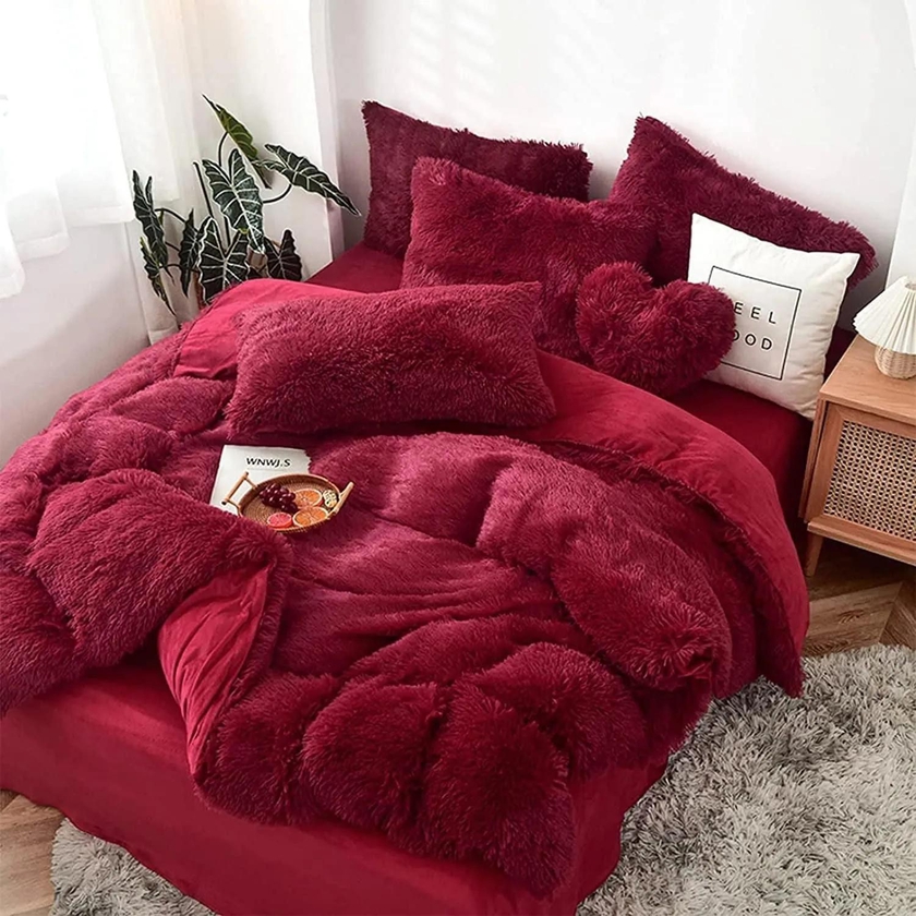 Generic 6pc Luxury Design Velvet Plush Fluffy Duvet Set-Warm Woolen Duvet