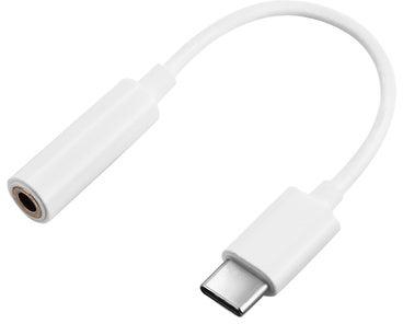 موصل بمنفذ USB مزوّد بمقبس صوتي من أنثى 3.5 مم إلى ذكر Type-C أبيض
