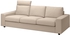 VIMLE Cover for 3-seat sofa - with headrest with wide armrests/Hallarp beige