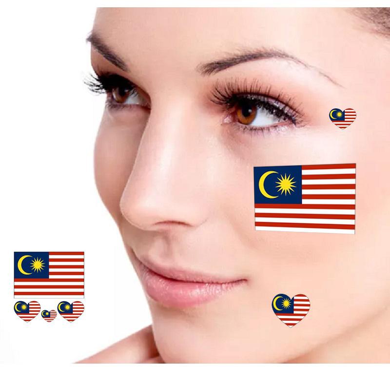 Gdeal 10pcs Waterproof Flag Of Malaysia Facial Tattoo Temporary Tattoo