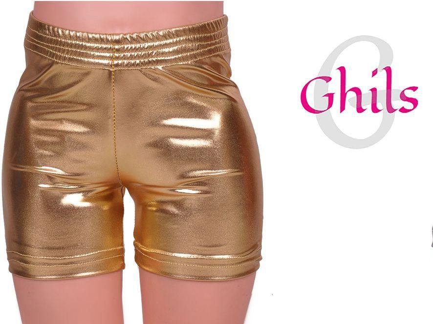 Ghils Short - Ghils . Girls' Lycra Disco Leather - Gold