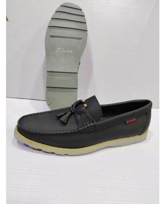Clarks Men Leather Slip On Loafers Shoe-Black