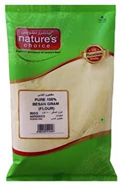 Natures Choice Pure 100% Besan (GRAM Flour) 500G, Green & Red