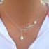 Fashion Women Fashion Hollow Leaf Faux Pearl Pendant Clavicle Chain Necklace Jewelry-Silver