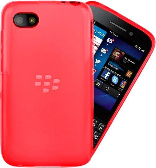 كفر حماية بلاستيك طري لون احمر مع واقي شاشة لجوال بلاكبيري كيو5  - TPU Cover Case for BlackBerry Q5