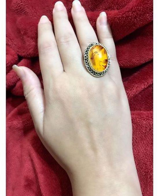 Handmade Ring With Yellow Red Gemstone Gold Plated Copper Handmade Jewelry
