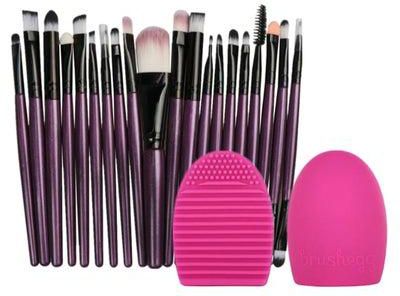 20-Piece Makeup Brush Set With Brush Cleaner Multicolour
