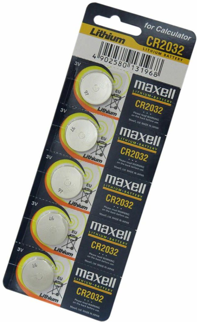Maxell 5-Piece CR2032 Lithium Batteries Set Silver