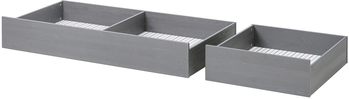 HEMNES Bed storage box, set of 2 - grey stained 200 cm