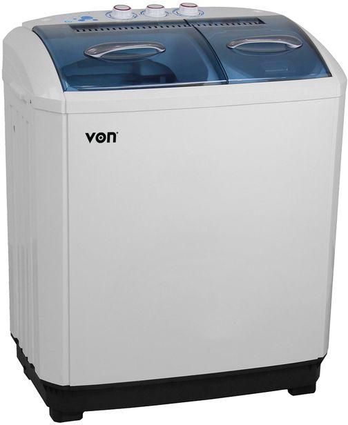 VON HPTT10/VALW-10MLW, Twin Tub Washing Machine - 10Kg - White