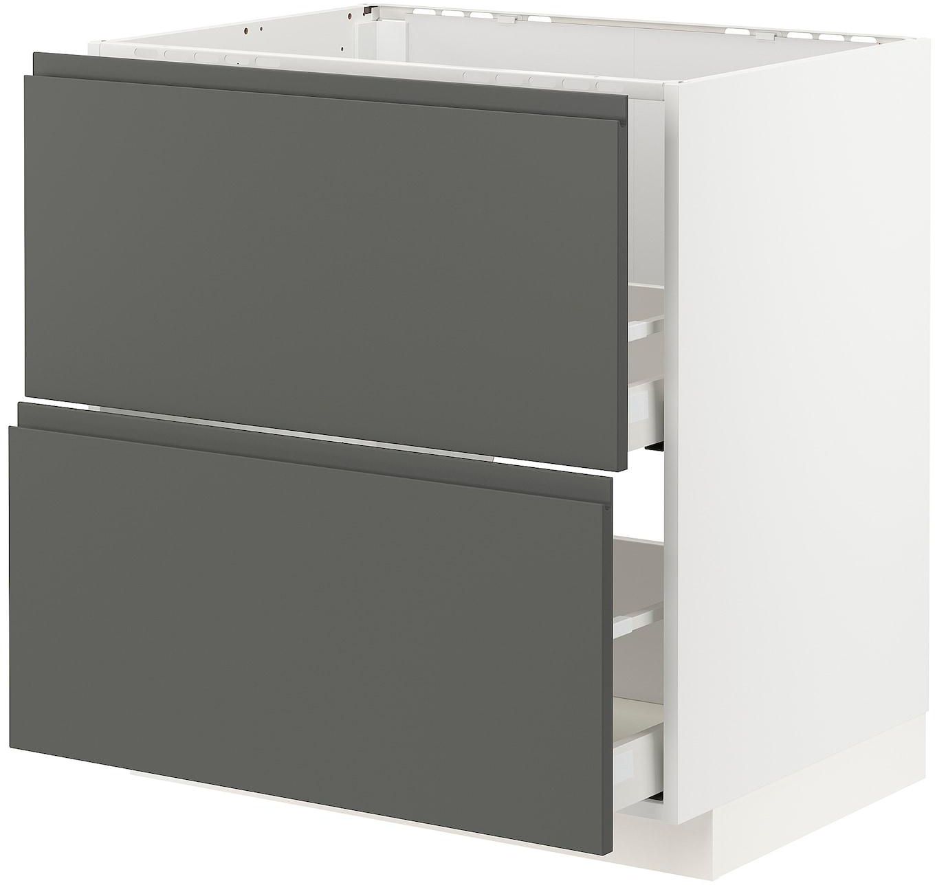 METOD / MAXIMERA Base cab f sink+2 fronts/2 drawers - white/Voxtorp dark grey 80x60 cm