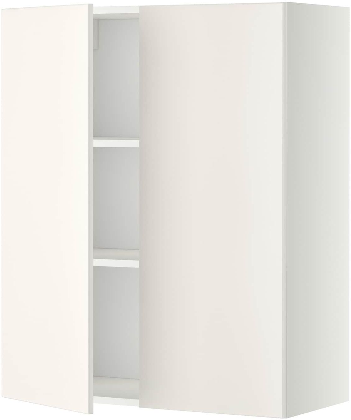 METOD خزانة حائط مع أرفف/بابين - أبيض/Veddinge أبيض ‎80x100 سم‏