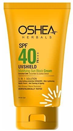 OSHEA UVShield Sun Block Mattifying Cream SPF 40, Nude, 120g