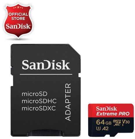 Generic SanDisk Extreme Pro 64GB 128GB Micro SD Memory Card A2 Class 10 UHS-I V30 U3 4K Ultra HD UHD microSDHC with SD Card Adapter for Smartphones, Action Cameras & Drones( 64GB) GDMALL