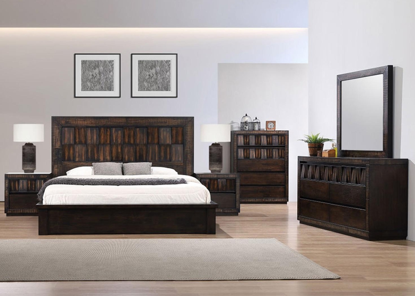 TALCA King Size Bedroom Set (+ 2 Night stands, Dressing Table/Mirror & Chest of Drawers)