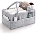 Baby Diaper Changing Organizer Basket Nursery Diapers Table Caddy Bag - Grey